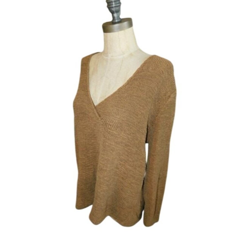 Eileen Fisher Size 1X Plus Size Ribbon Weave Vneck Woven Top - Picture 2 of 2